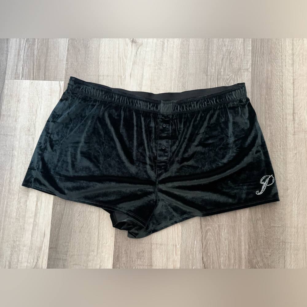 PINK Victoria's Secret Black Velvet Shorts